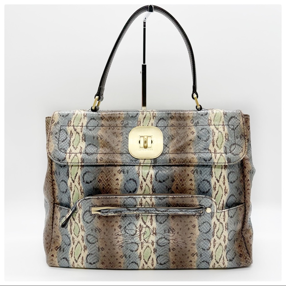 Longchamp Multicolored Python Embossed Leather Ga… - image 3